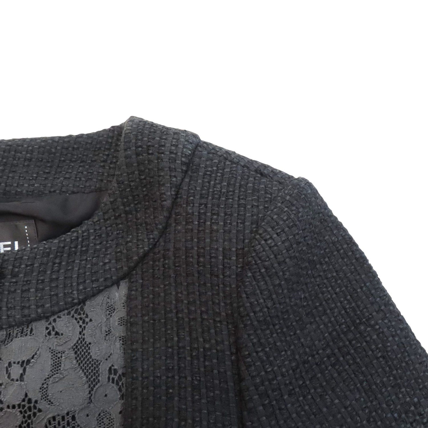 Chanel Tweed And Lace Jacket Black 36