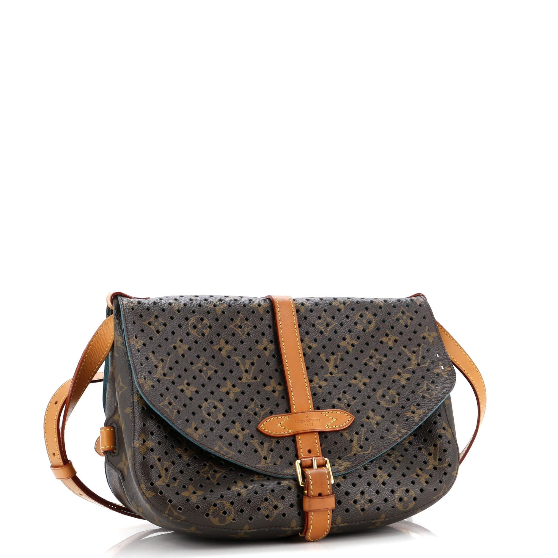 Louis Vuitton Flore Saumur Handbag Perforated Monogram Canvas