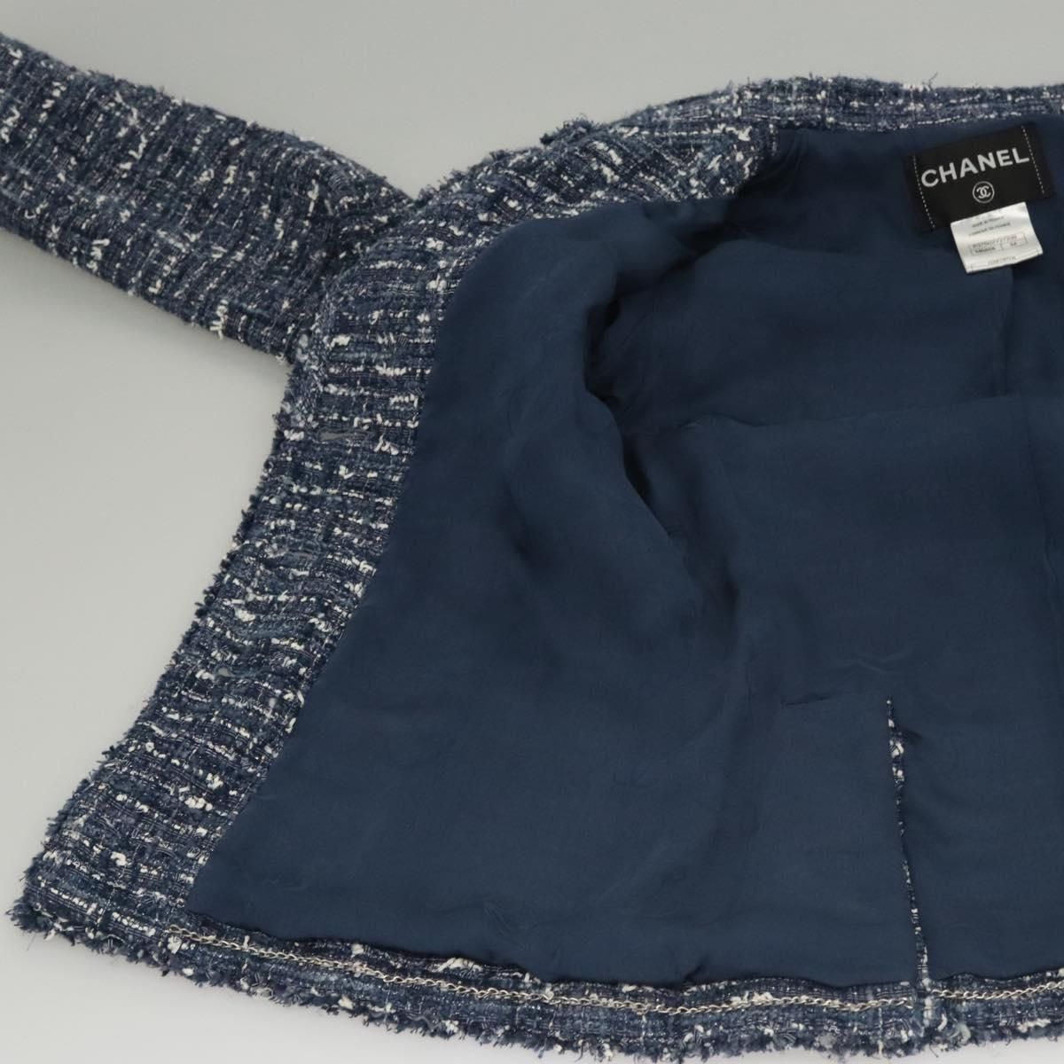 Chanel Jacket 34 Jacket Tweed 34 Blue Cc Auth