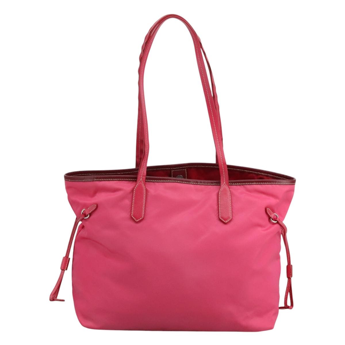 Prada Tote Bag Nylon Pink Silver Auth