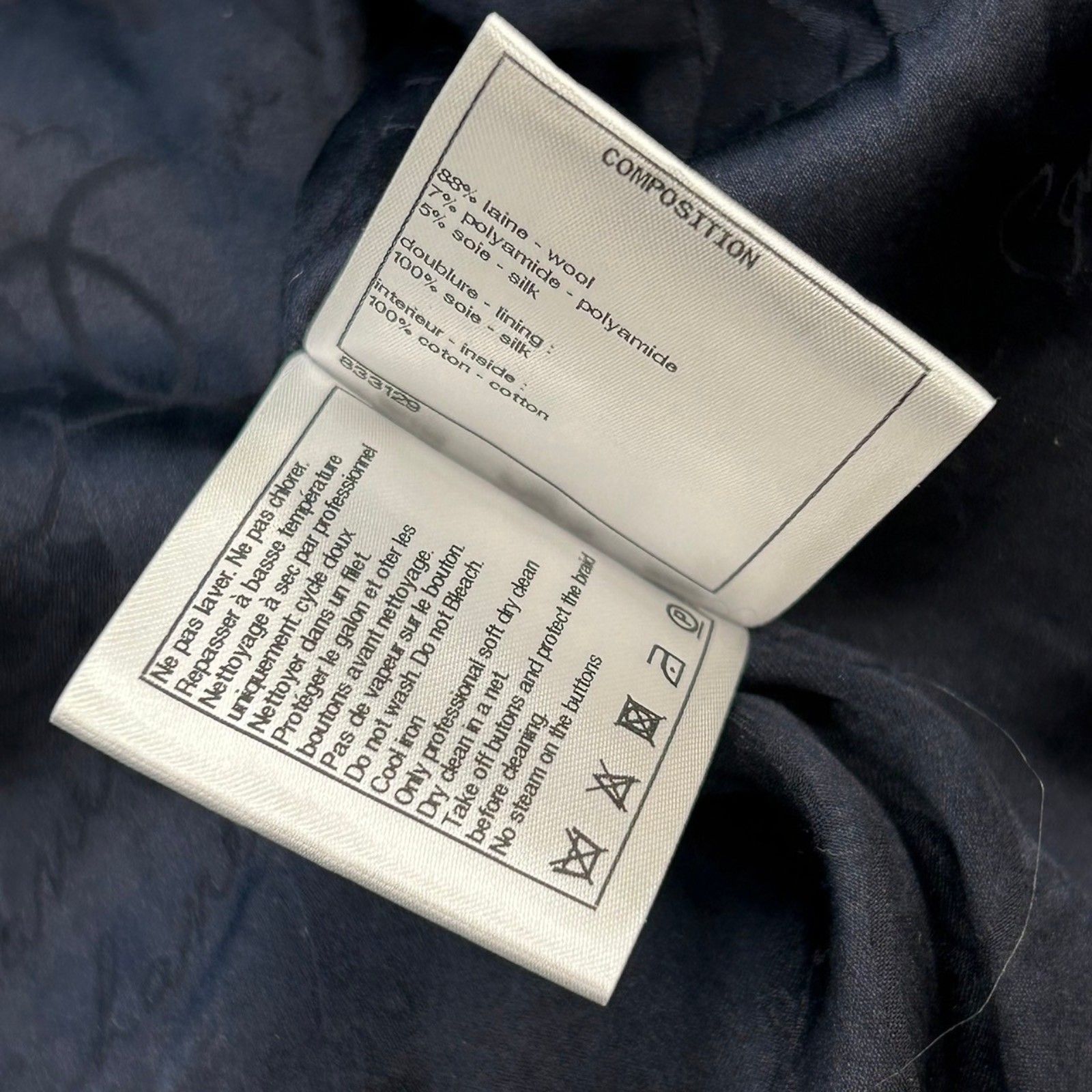 Chanel Navy Tweed No Collar Jacket 34 P 59643v 37141