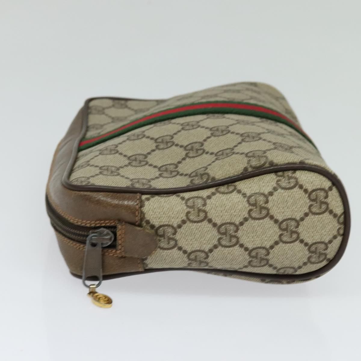 Gucci Gg Supreme Web Sherry Line Clutch Bag Pvc Beige Gold 84 01 012 Auth