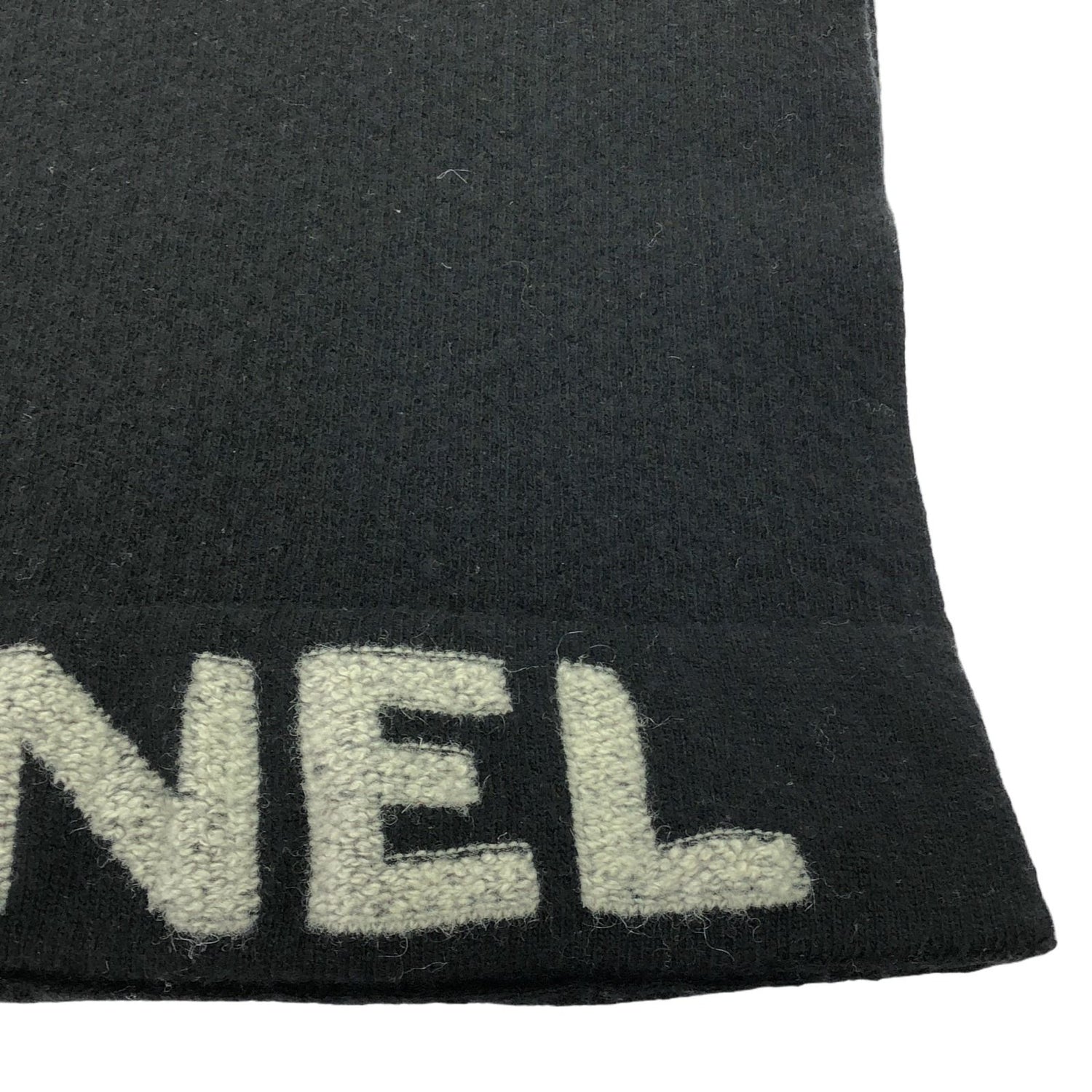 Chanel Black Logo Scarf Scarf Wool