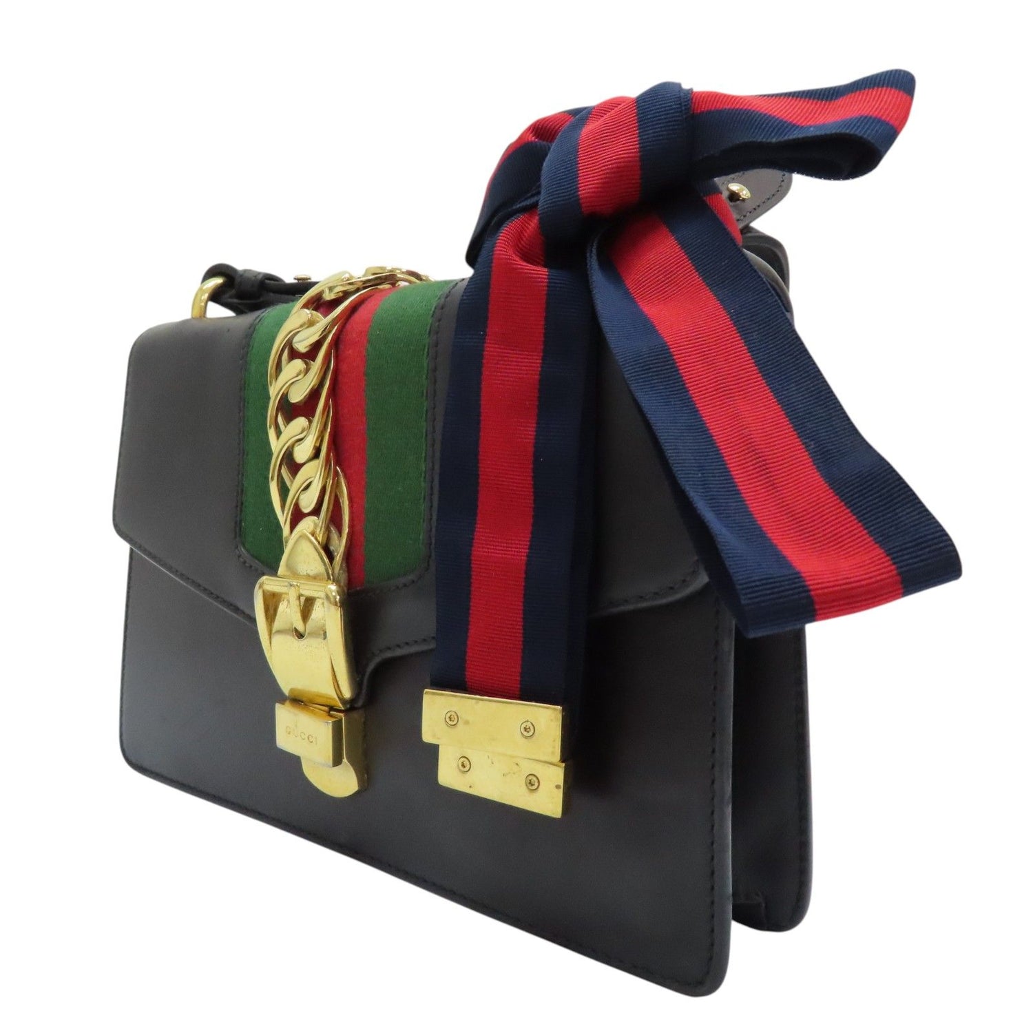 Gucci Sylvie Shoulder Bag Calfskin Black 421882