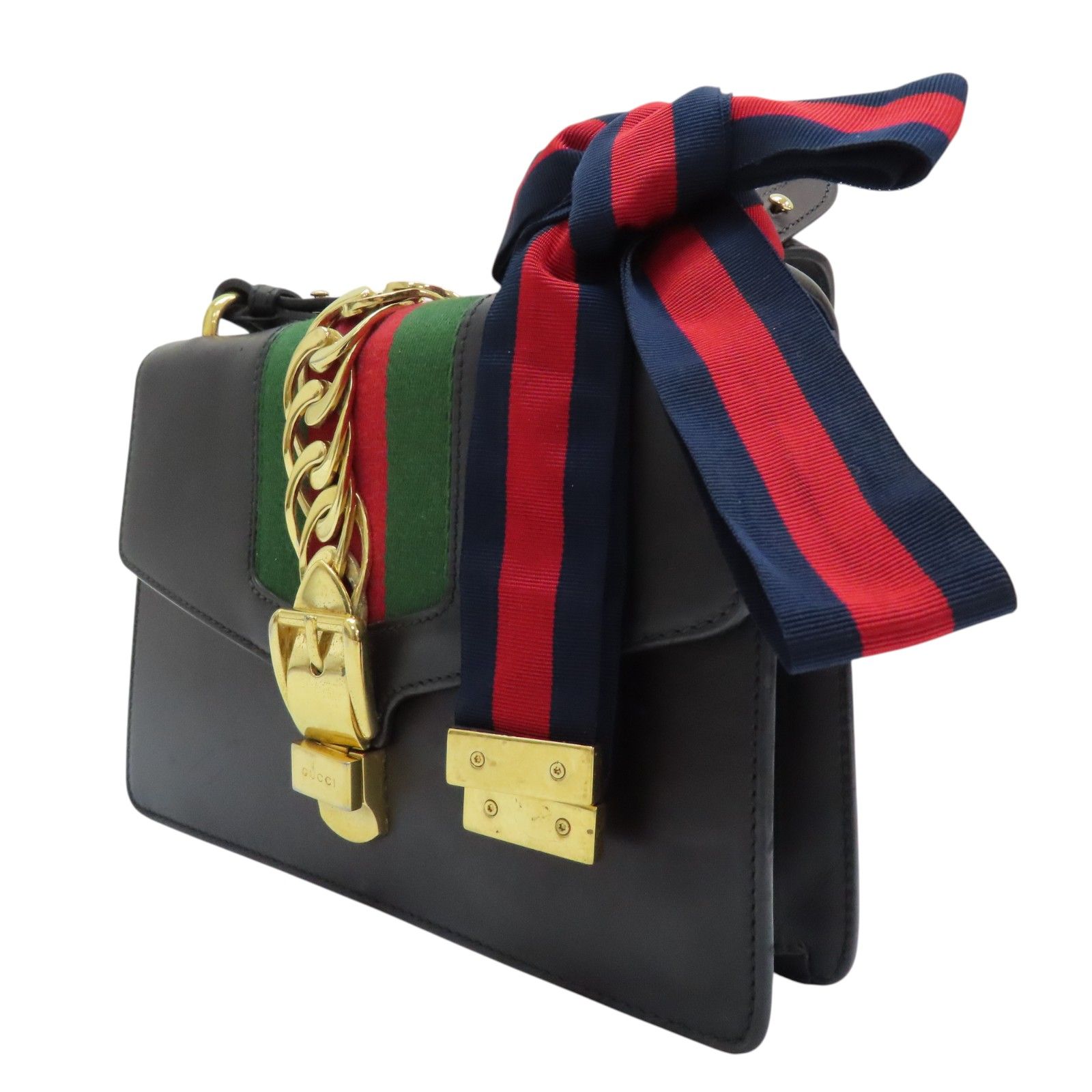 Gucci Sylvie Shoulder Bag Calfskin Black 421882