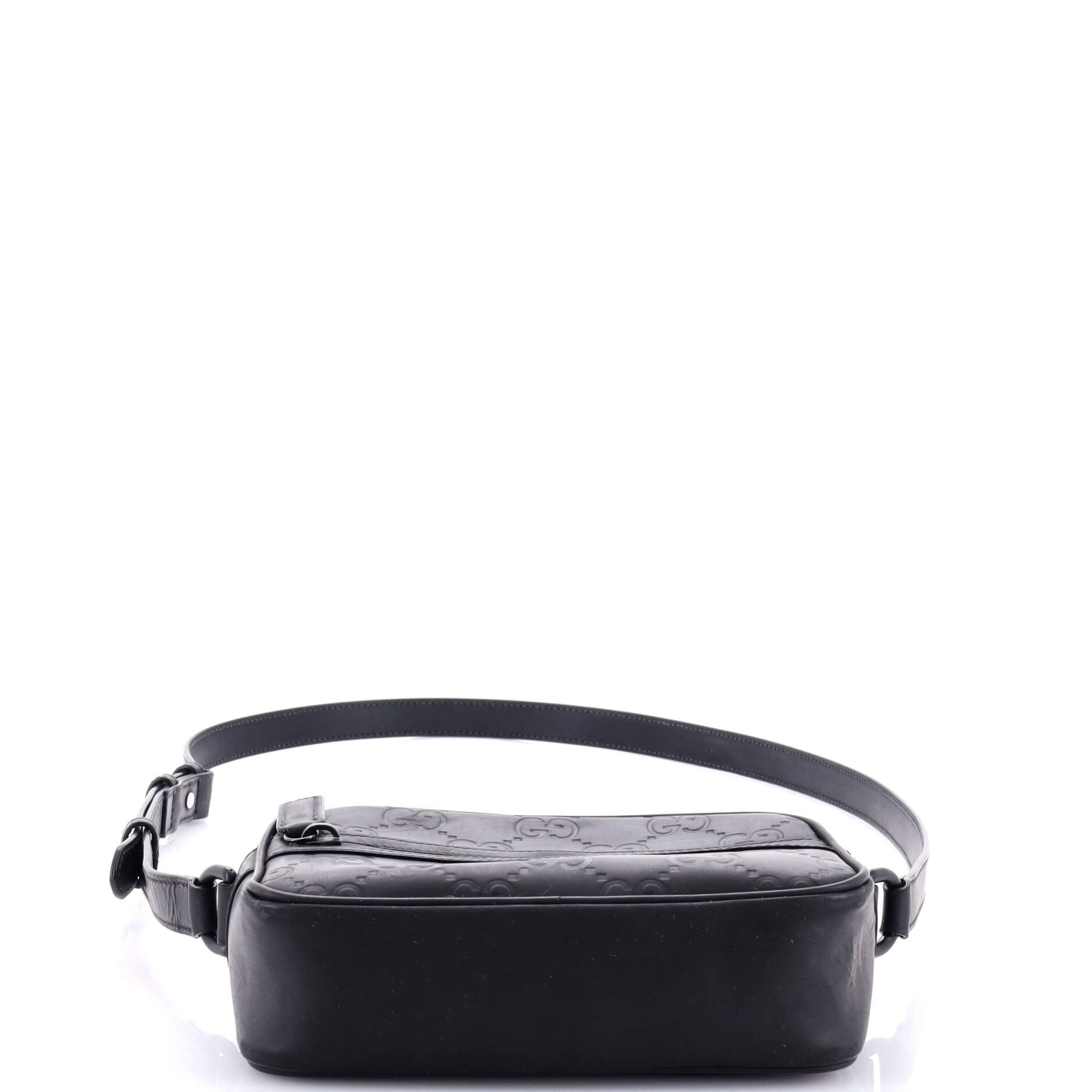 Gucci Front Zip Crossbody Gg Rubber Effect Leather Mini
