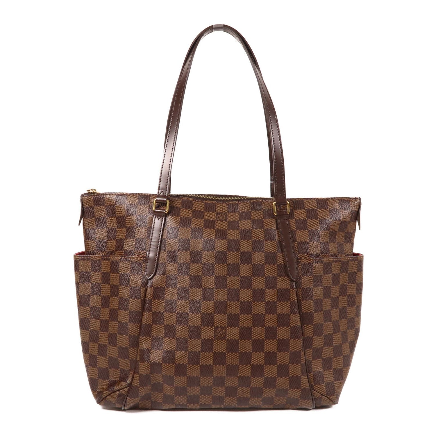 Louis Vuitton Damier Ebene Totally Mm Gold Shoulder Back Bag Palm Color Brown Shoulder Bag N 41281