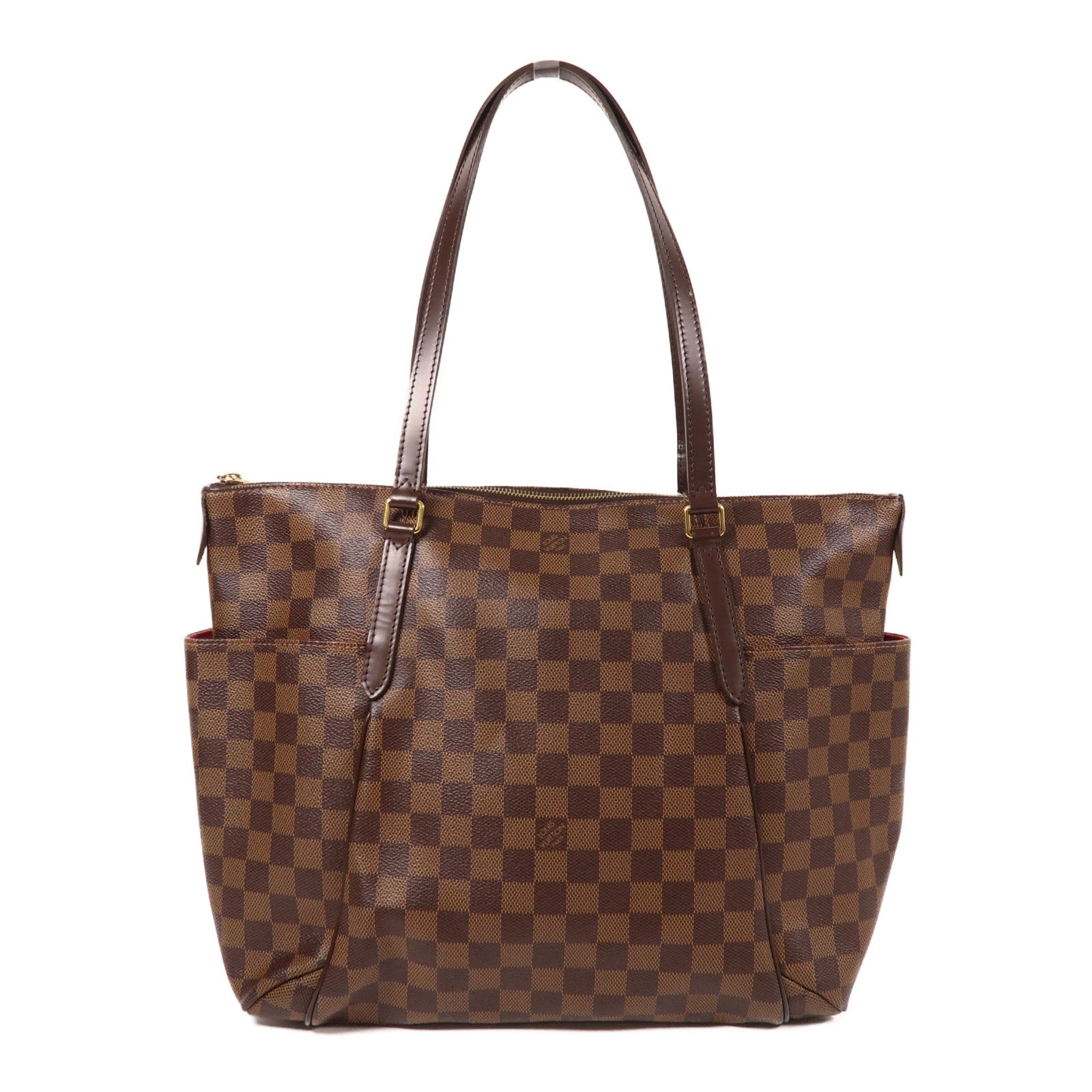 Louis Vuitton Damier Ebene Totally Mm Gold Shoulder Back Bag Palm Color Brown Shoulder Bag N 41281