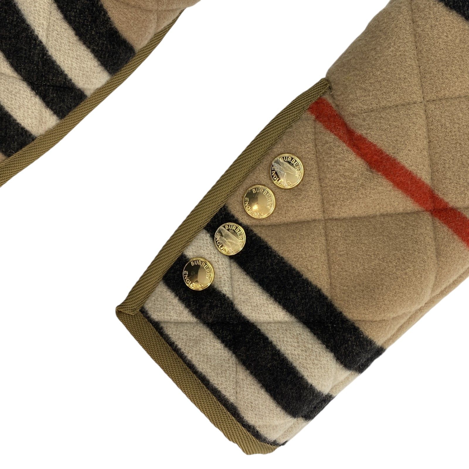 Burberry Upton Quilted Icon Striped Wool Jacket Camel