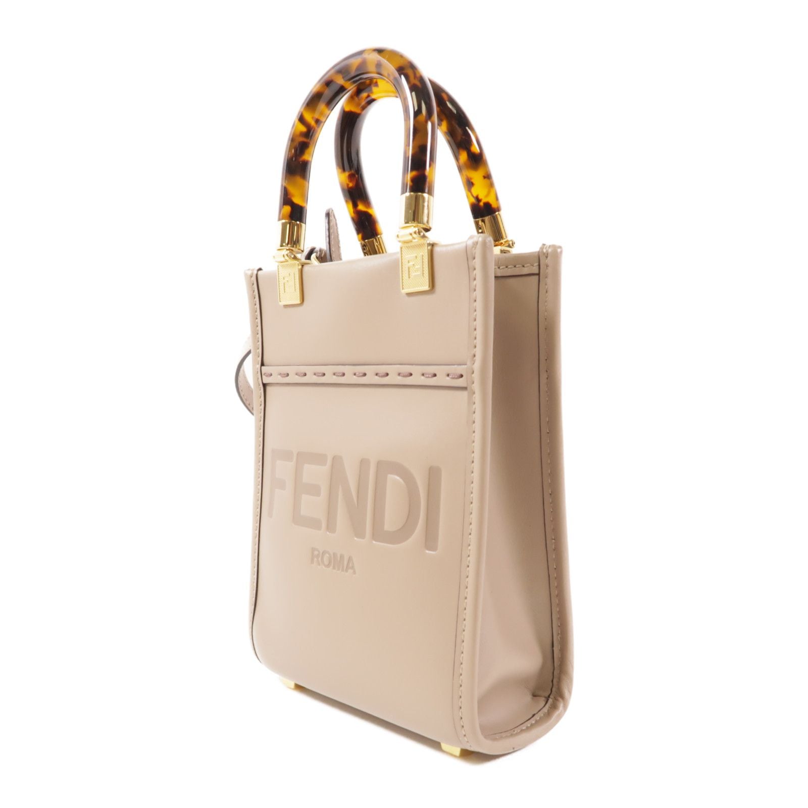 Fendi Cowhide Leather Mini Sunshine Shopper Hand-turned Shoulder Bag 2way Shoulder Bag Gray Grey Calfskin (cowhide) 8