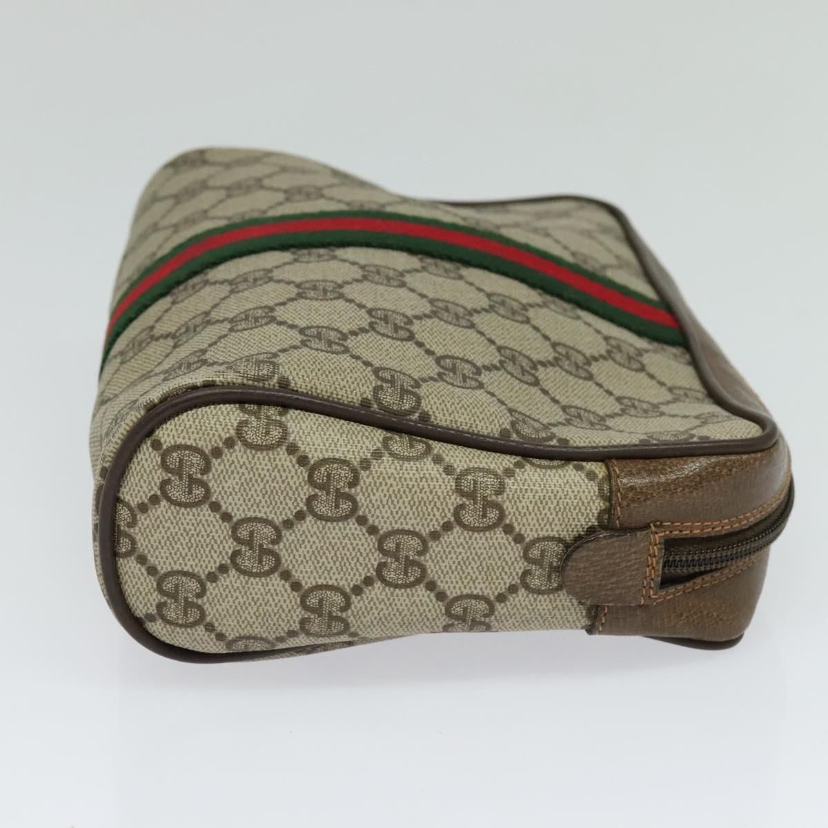 Gucci Gg Supreme Web Sherry Line Clutch Bag Pvc Beige Gold 84 01 012 Auth