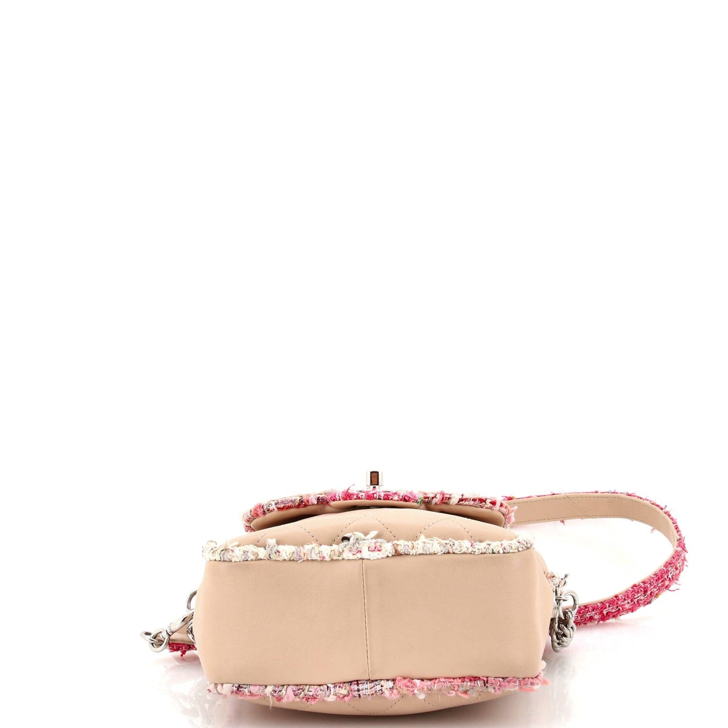 Chanel Elegant Trim Single Flap Bag Quilted Lambskin With Tweed Vertical