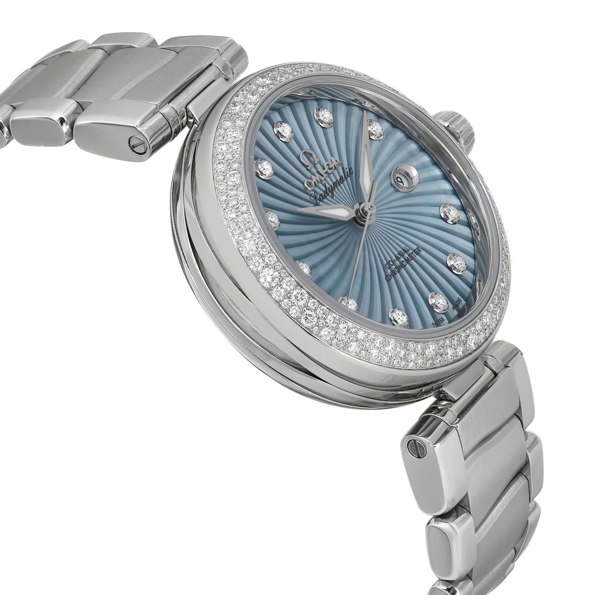 Omega De Ville Ladymatic Blue MOP Diamond Dial Ladies Watch 425.35.34.20.57.002