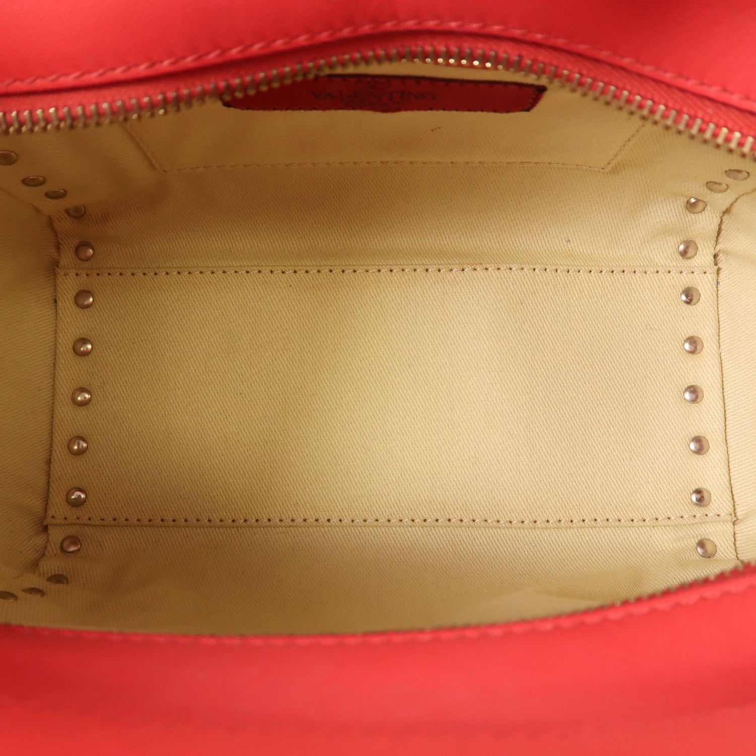 Valentino Cowhide Leather 2Way Shoulder Bag Golden Hand-handed Shoulder And Back Bag 2way Shoulder Bag Red Calfski