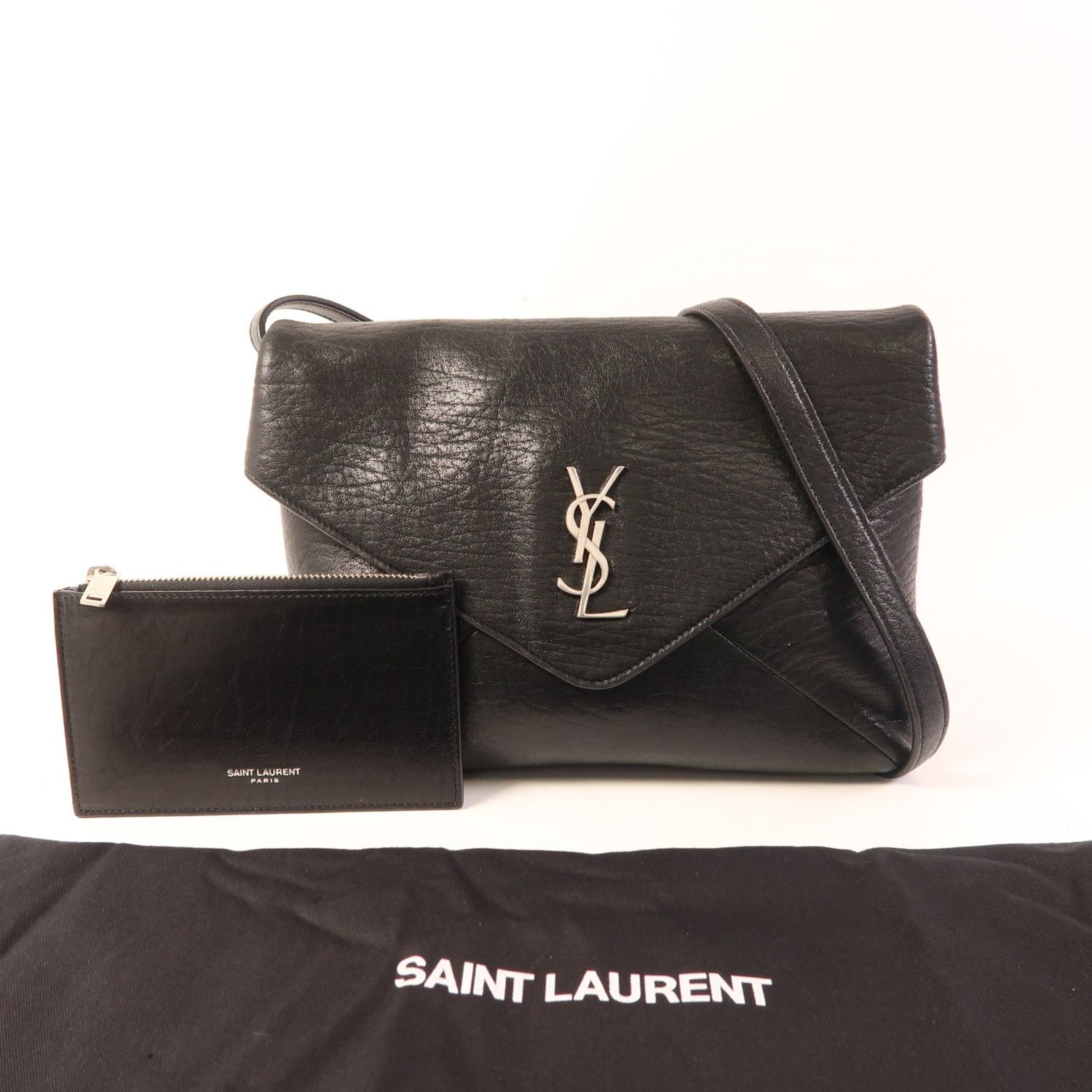 Yves Saint Laurent Cowhide Leather Sac De Jeur Silver Shoulder Bag Black Calfskin (cowhide) 480583