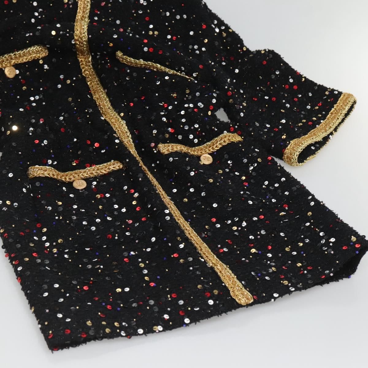 Chanel One Piece Shirt Tweed Black Cc Auth