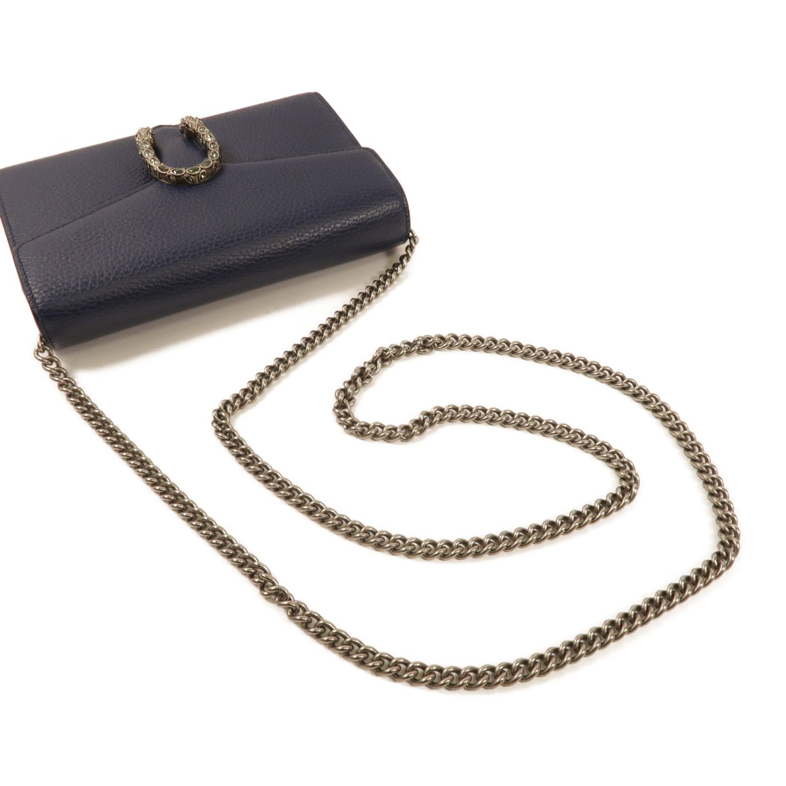 Gucci Dionysus Cowhide Leather Shoulder Bag Black Blue Calfskin (cowhide) 401231