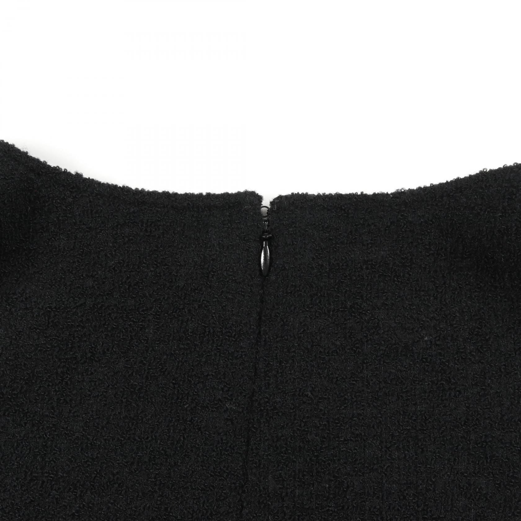 Chanel Black Coco Mark Button Dress Wool P 05822v 04335