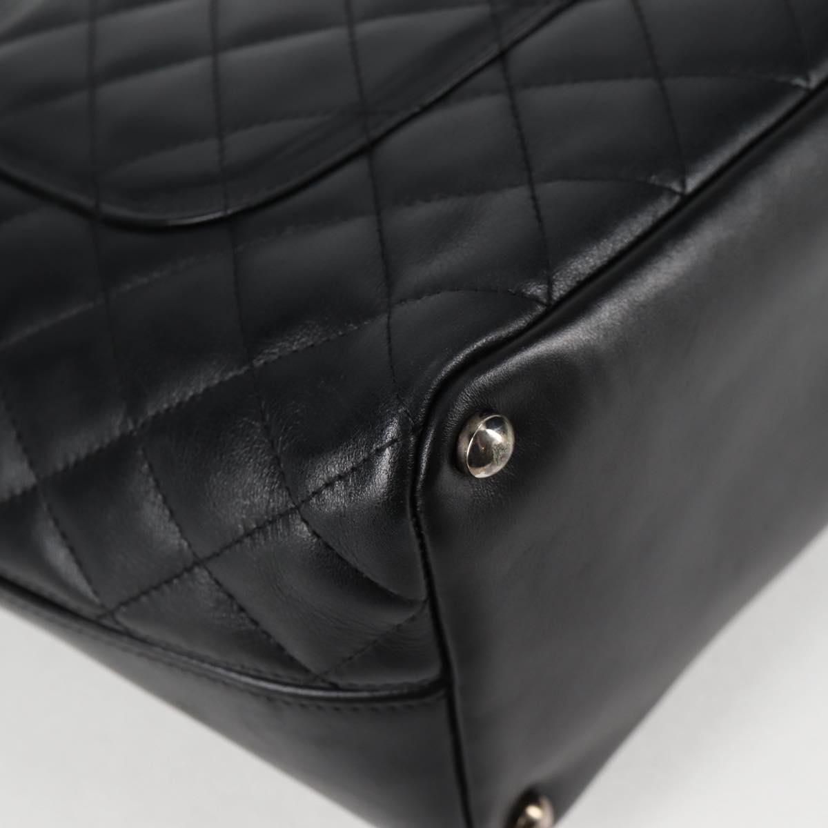 Chanel Matelasse Cambon Line Coco Mark Tote Bag Lambskin Black Cc Auth