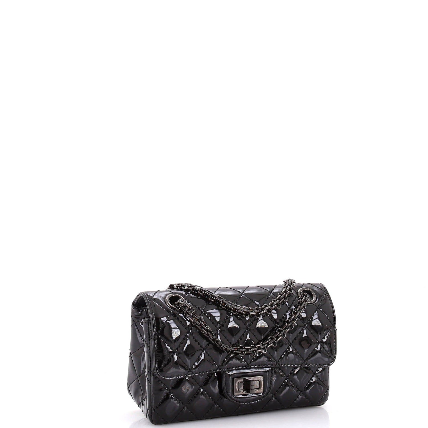 Chanel So Black Reissue 2.55 Flap Bag Quilted Patent Mini