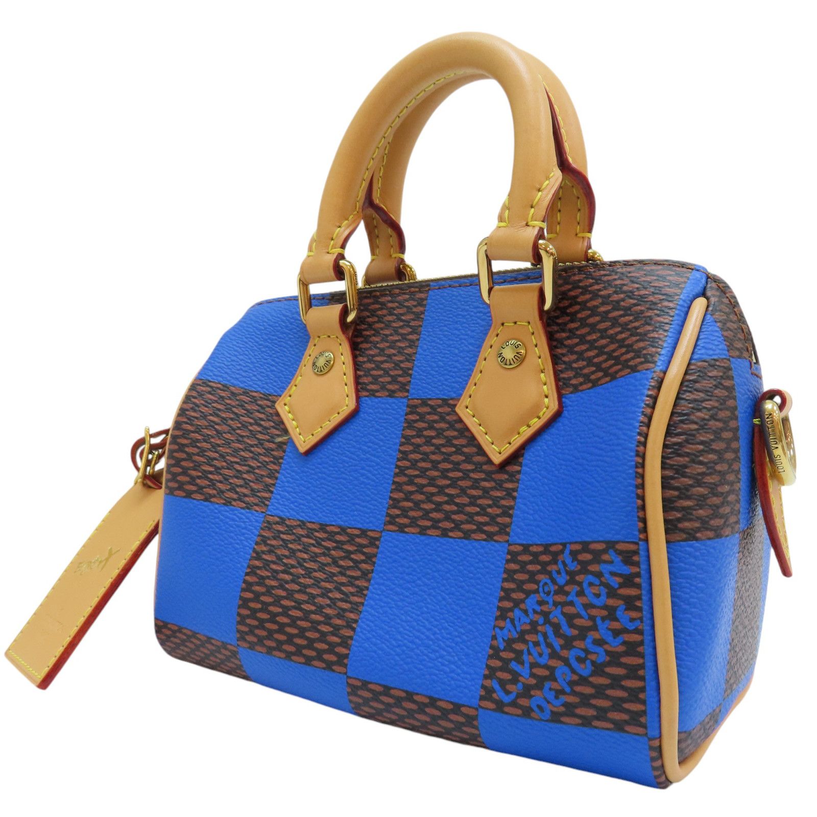 Louis Vuitton Speedy 18 Bandouliere Damier Pop Blue Shoulder Handbag N 40595