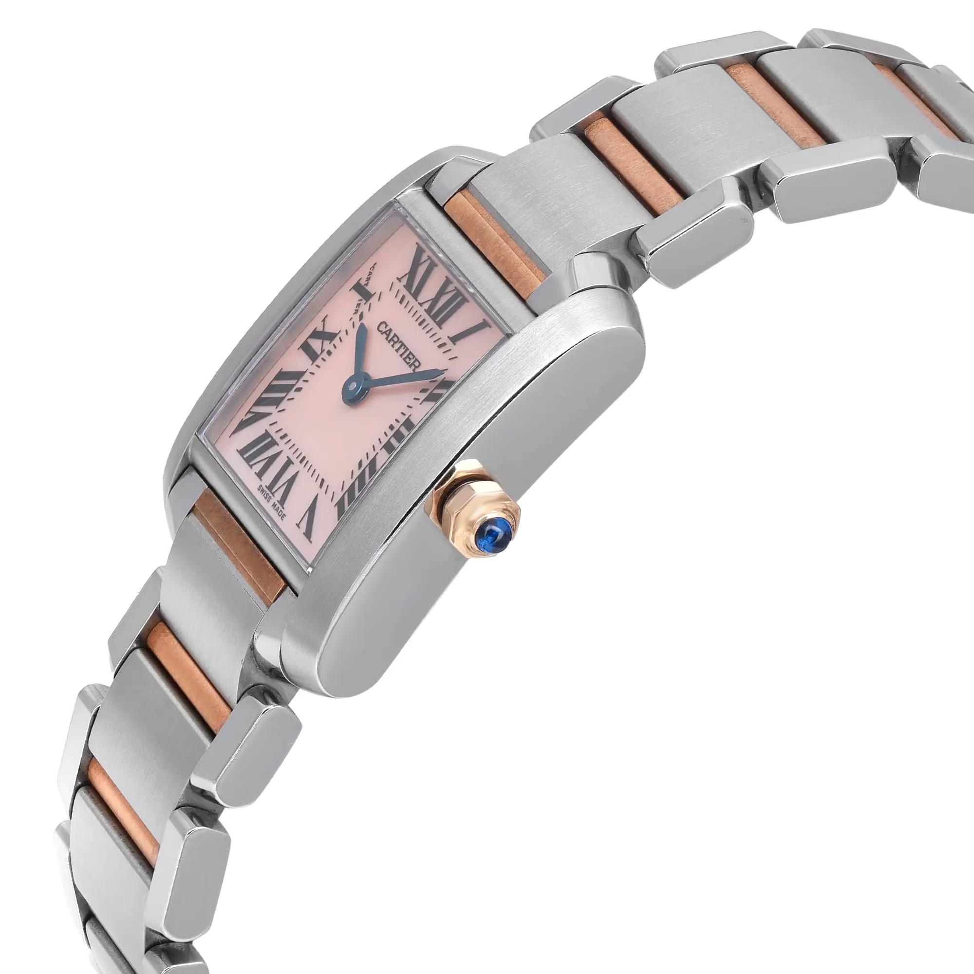 Cartier Tank Francaise 18K Rose Gold Steel MOP Dial Quartz Ladies Watch 2384