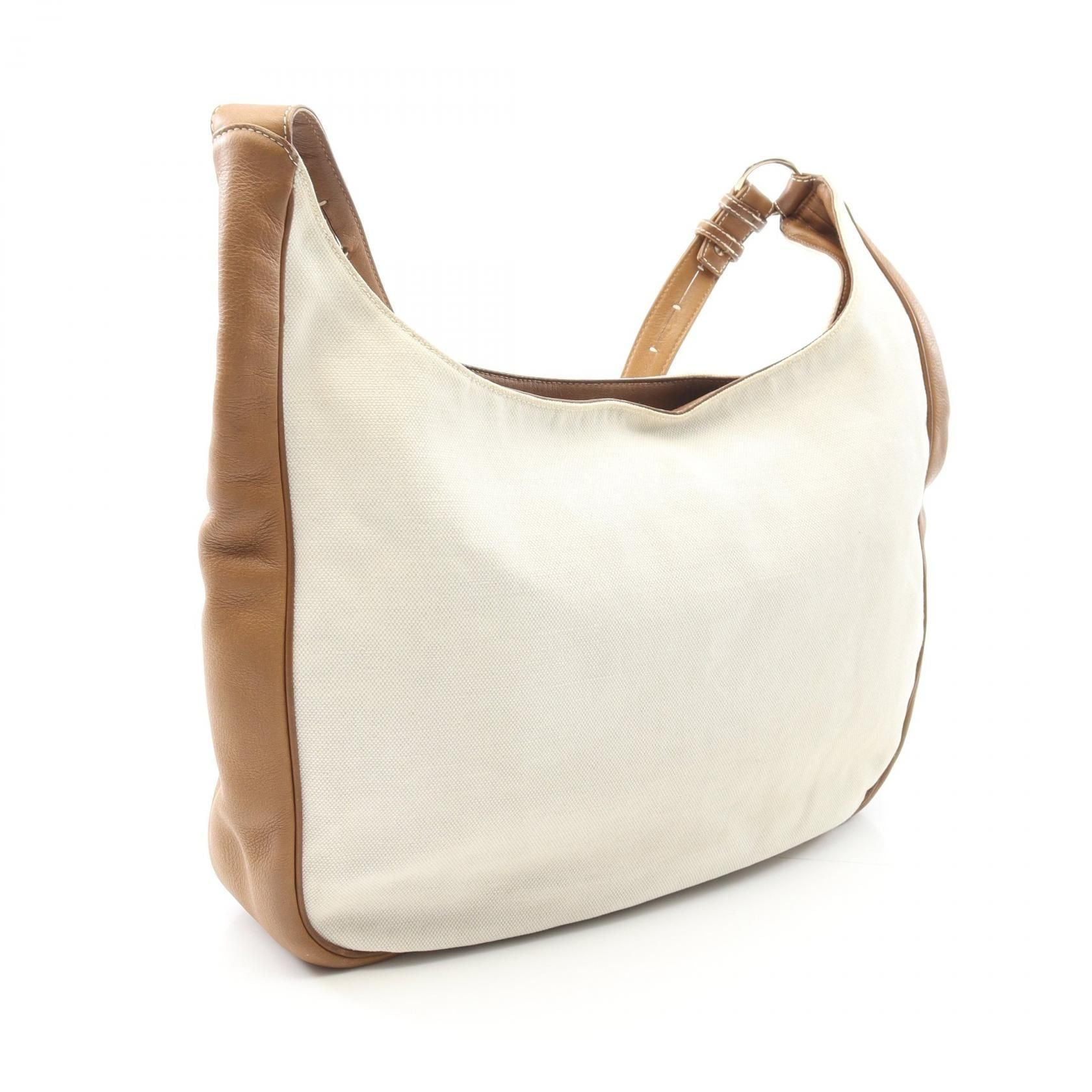 Loewe Anagram Shoulder Bag White Brown Canvas