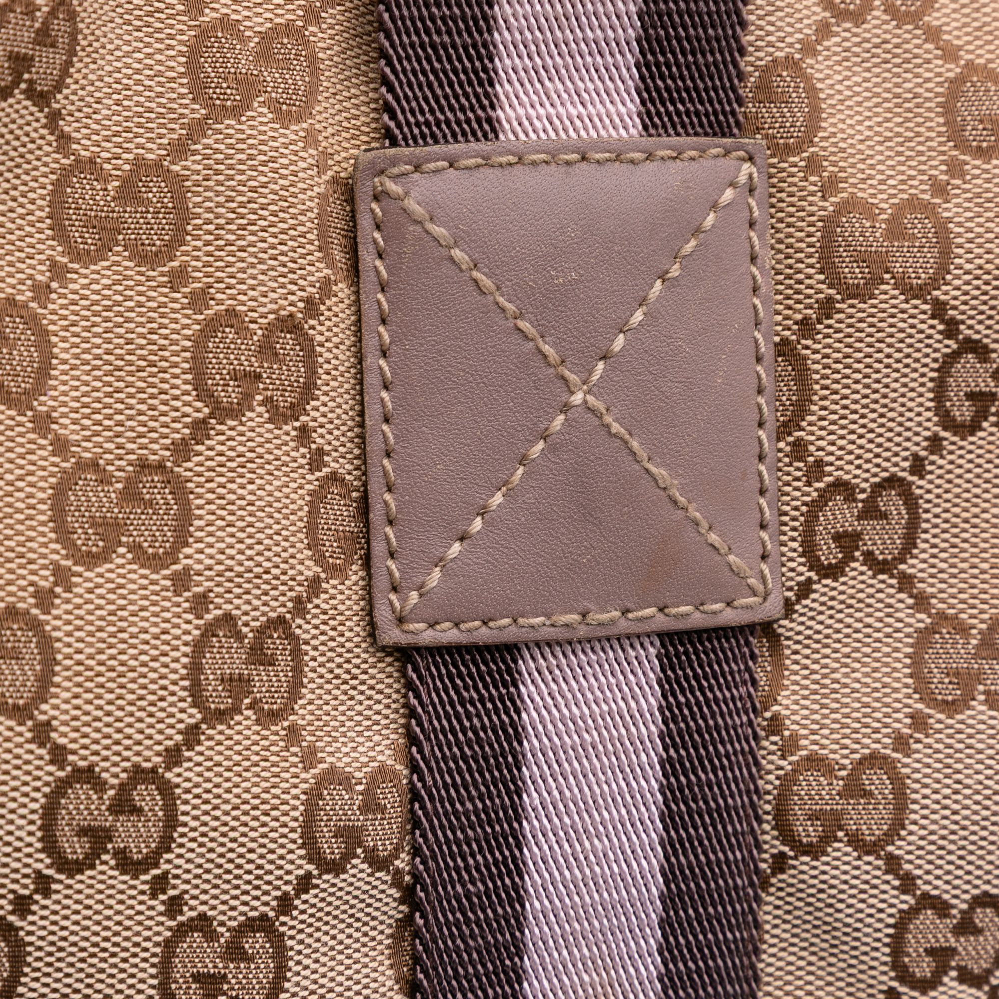 Gucci GG Canvas Web Tote Brown