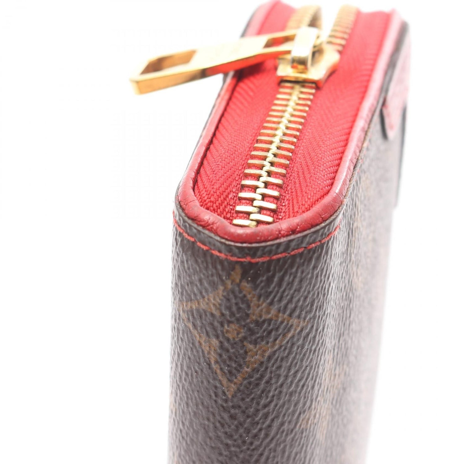 Louis Vuitton Zippy Wallet Retiro Cerise Brown Red Around Long Wallet M 61854