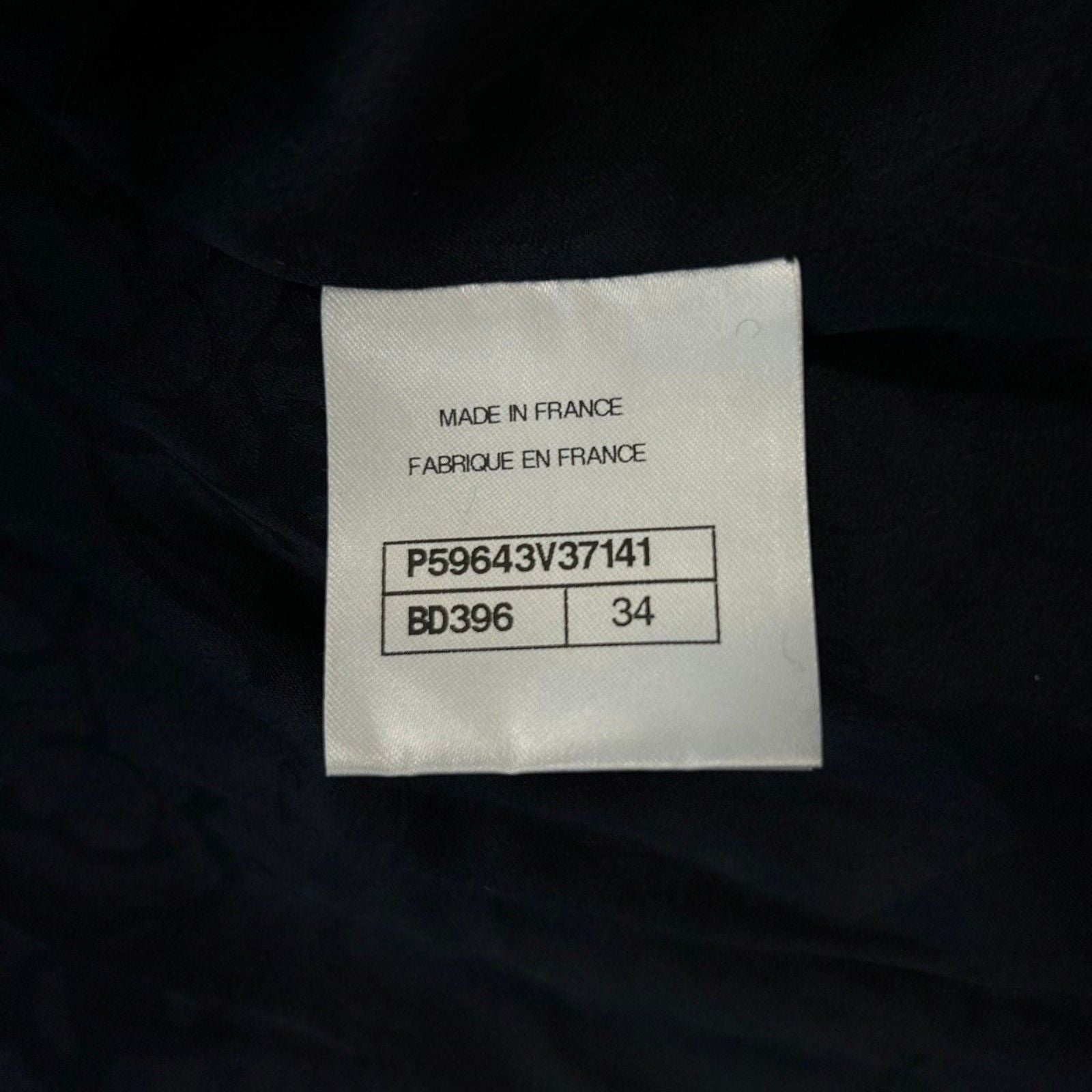 Chanel Navy Tweed No Collar Jacket 34 P 59643v 37141