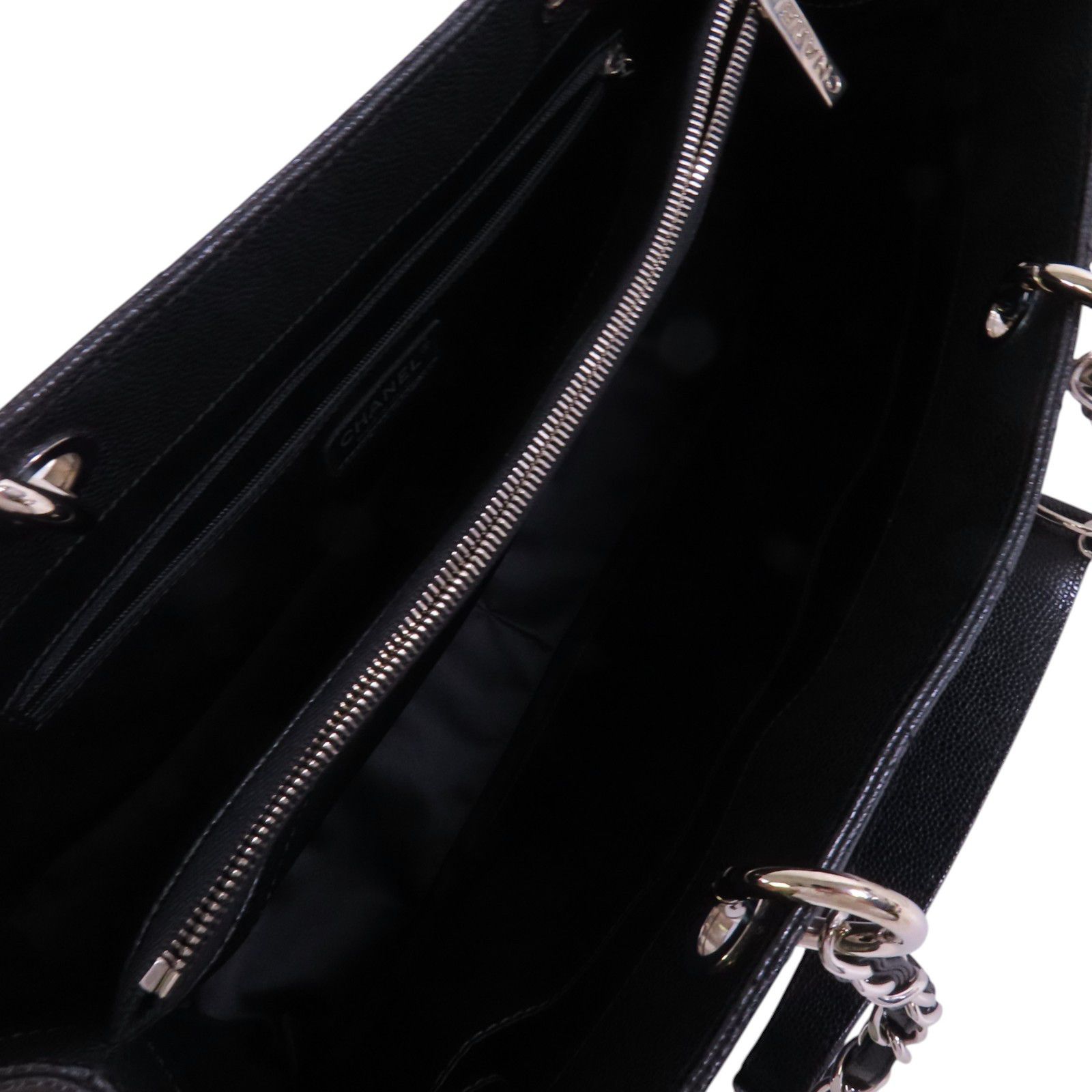 Chanel Black Cowhide Leather Gst Silver Crosshair Shoulder Bag Calfskin (cowhide)