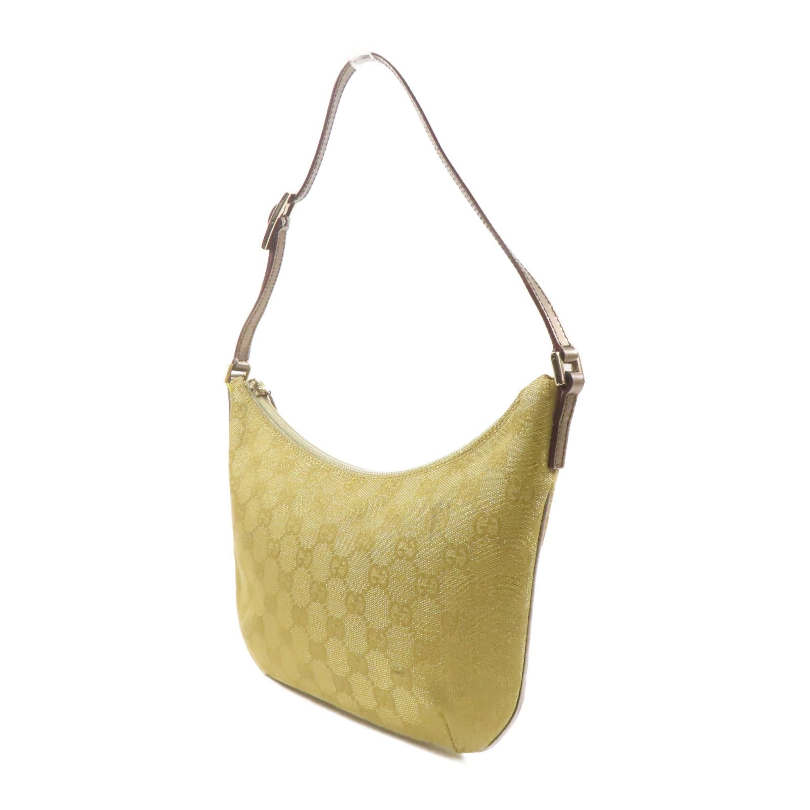 Gucci Canvas/leather Shoulder Bag Silver Shoulder Bag Golden Shoulder Bag Gold Gg Canvas 005.0813