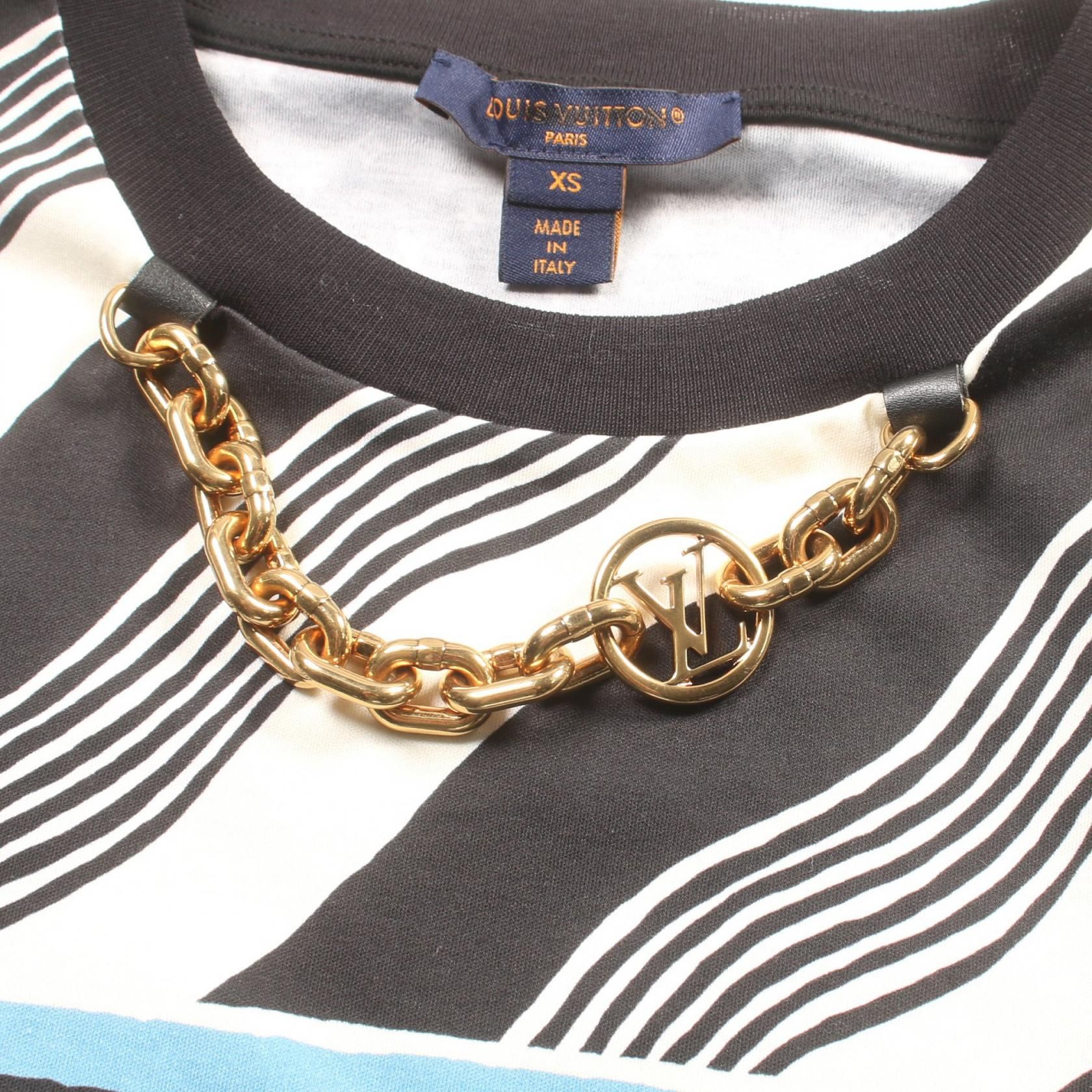 Louis Vuitton Lv Chain Contrast Trim Monogram Black Beige Blue T-shirt