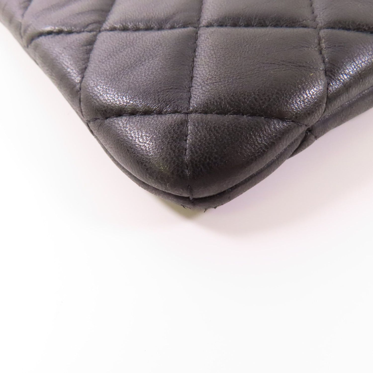 Chanel Black Cowhide Leather Pouch Business Bag Clutch Bag Calfskin (cowhide)