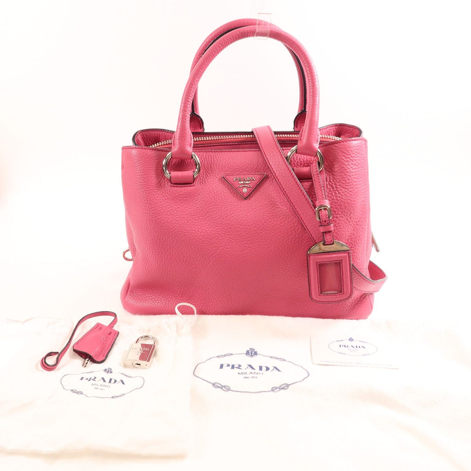 Prada Cowhide Leather Shoulder Bag 2way Shoulder Bag Pink Calfskin (cowhide) Bn 2853