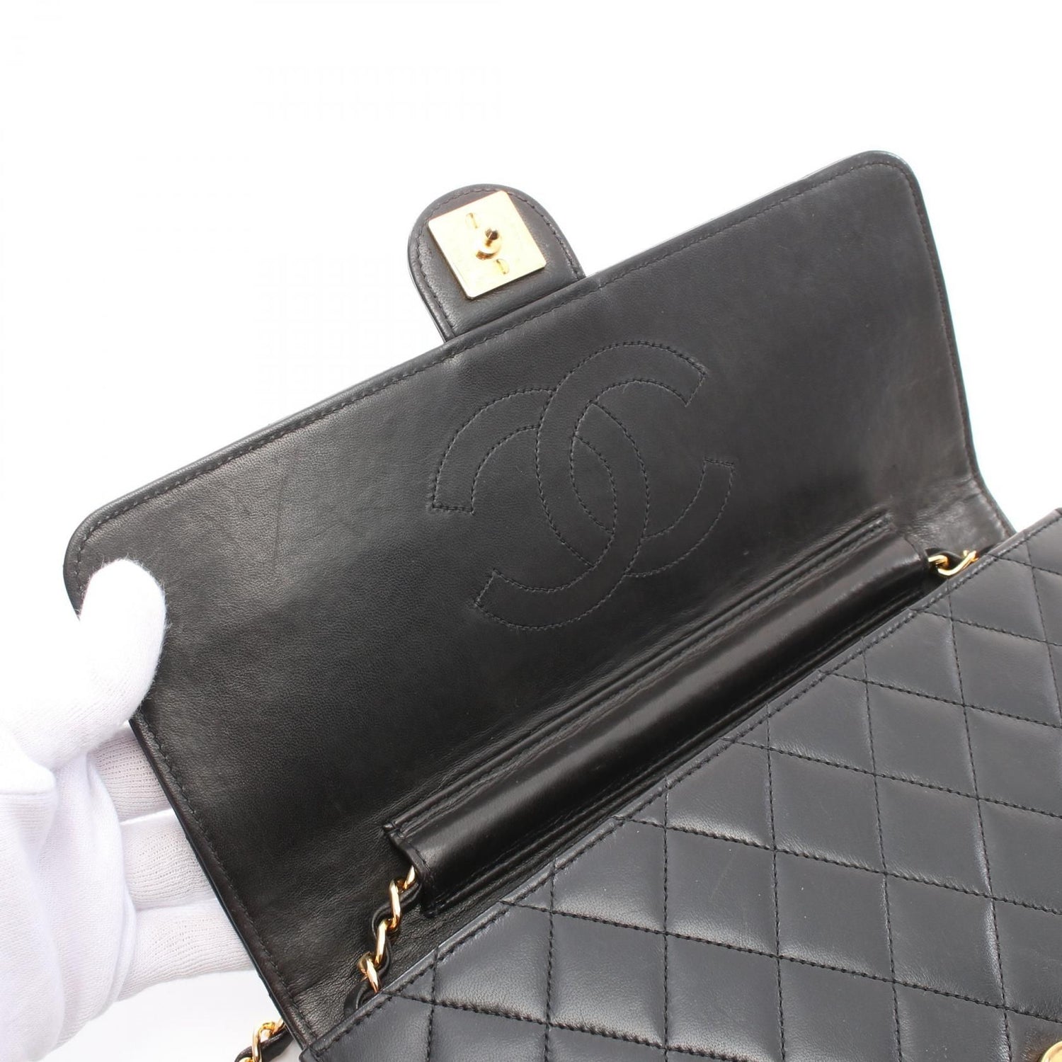 Chanel Lambskin Quilted Medium Single Flap Black