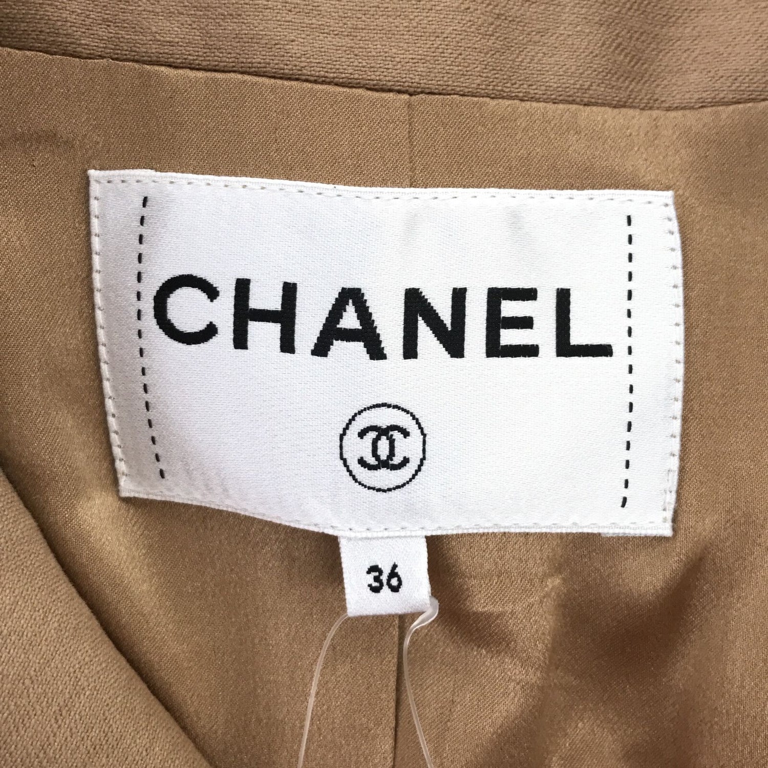 Chanel Belted Tweed Trench Coat Beige Wool 36