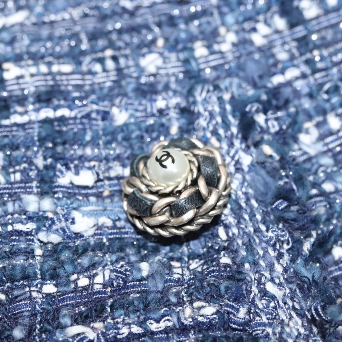 Chanel Jacket 34 Jacket Tweed 34 Blue Cc Auth