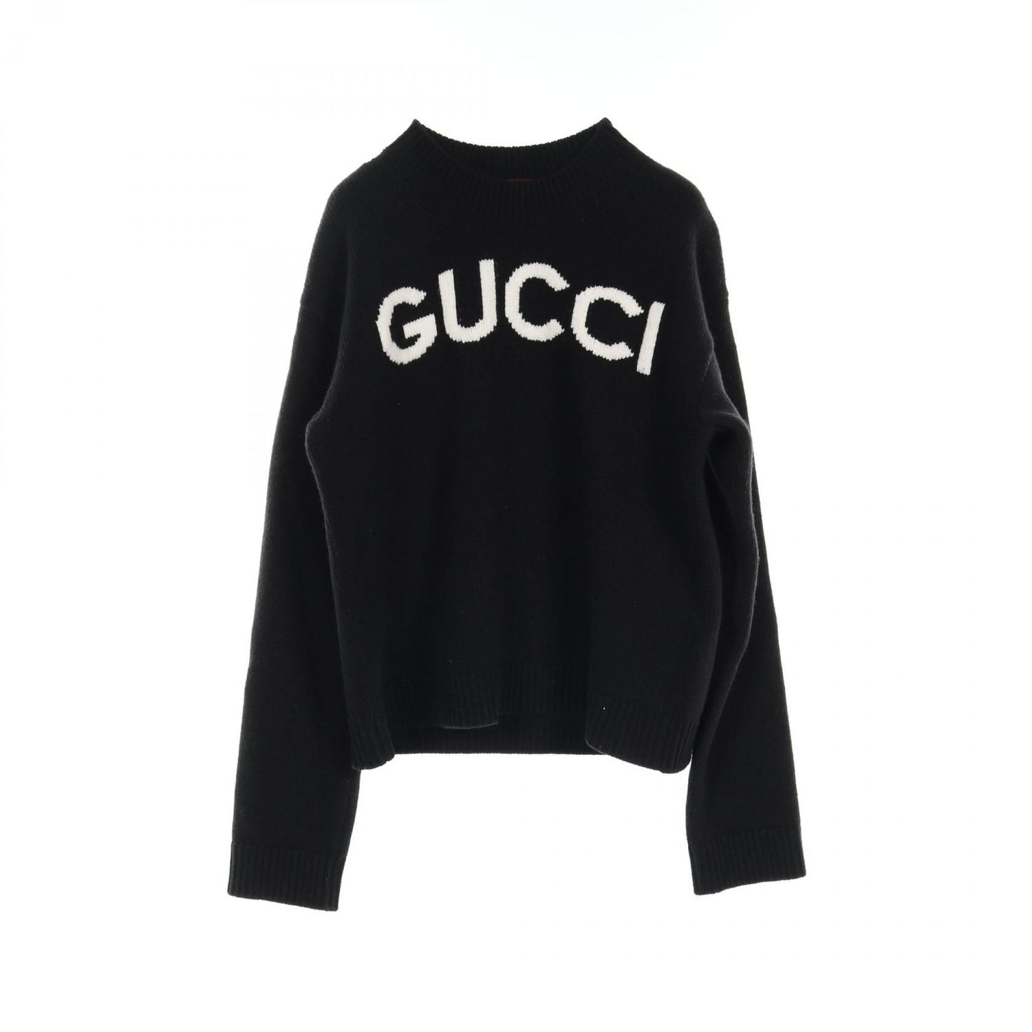 Gucci Intarsia Wool Top Knitwear Sweater 770072 Wool Black Logo
