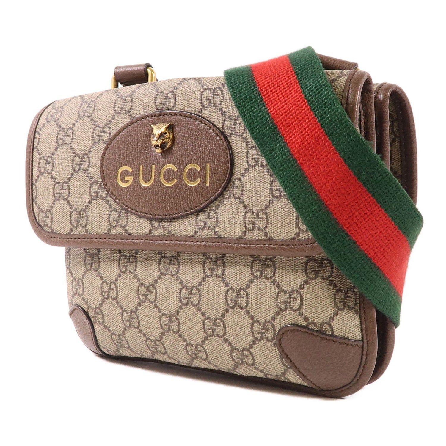 Gucci Painted Canvas Neo Vintage Small Gold Shoulder Bag Brown Pvc Coated Canvas 501050