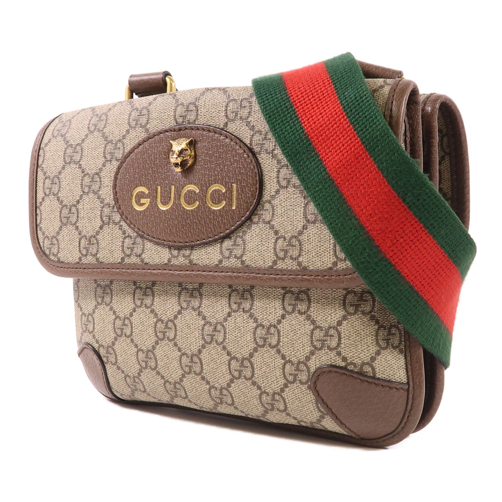 Gucci Painted Canvas Neo Vintage Small Gold Shoulder Bag Brown Pvc Coated Canvas 501050