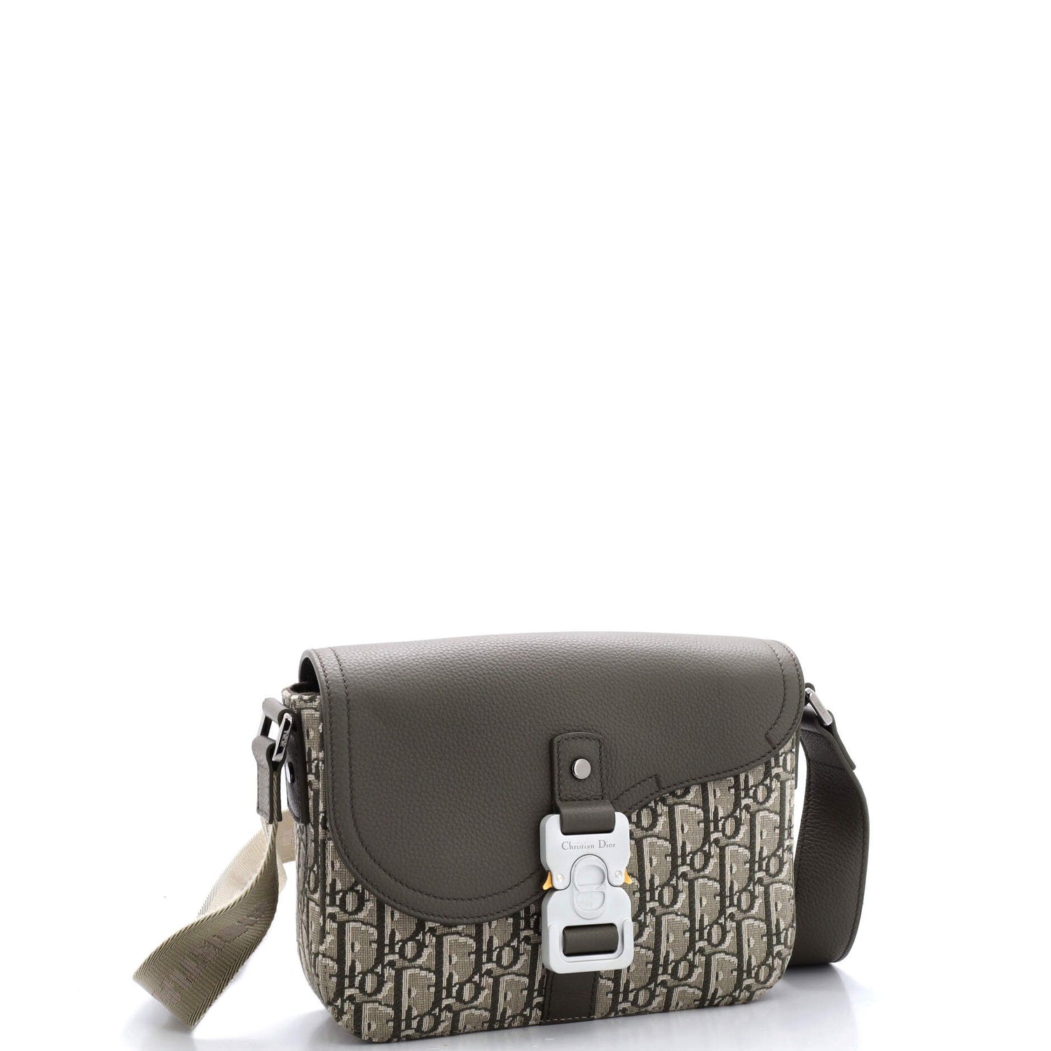 Dior Saddle Buckle Flap Messenger Bag Oblique Canvas And Leather Medium