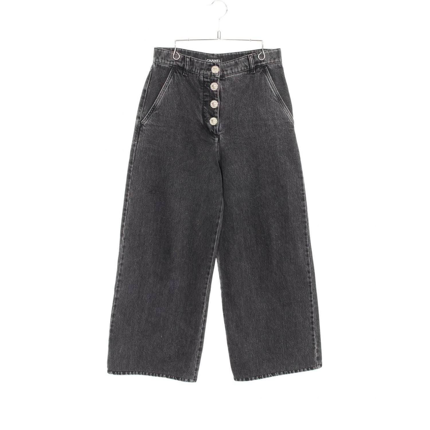 Chanel Gray Denim Pants Cotton P 64403v