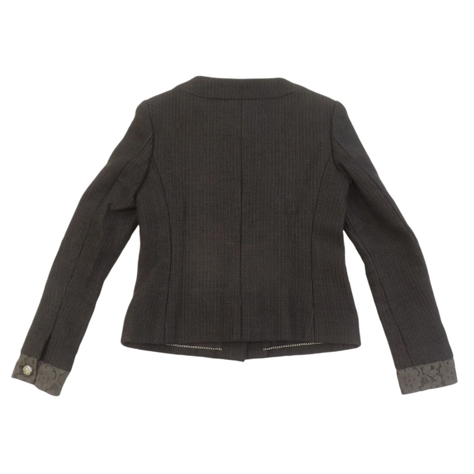 Chanel Tweed And Lace Jacket Black 36