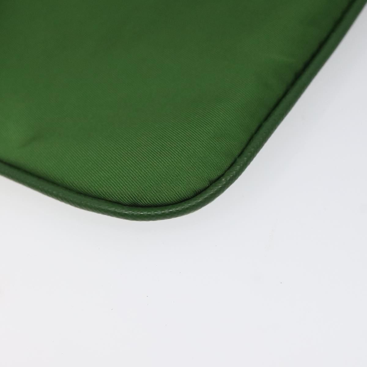 Prada Pouch Nylon Green Gold Auth