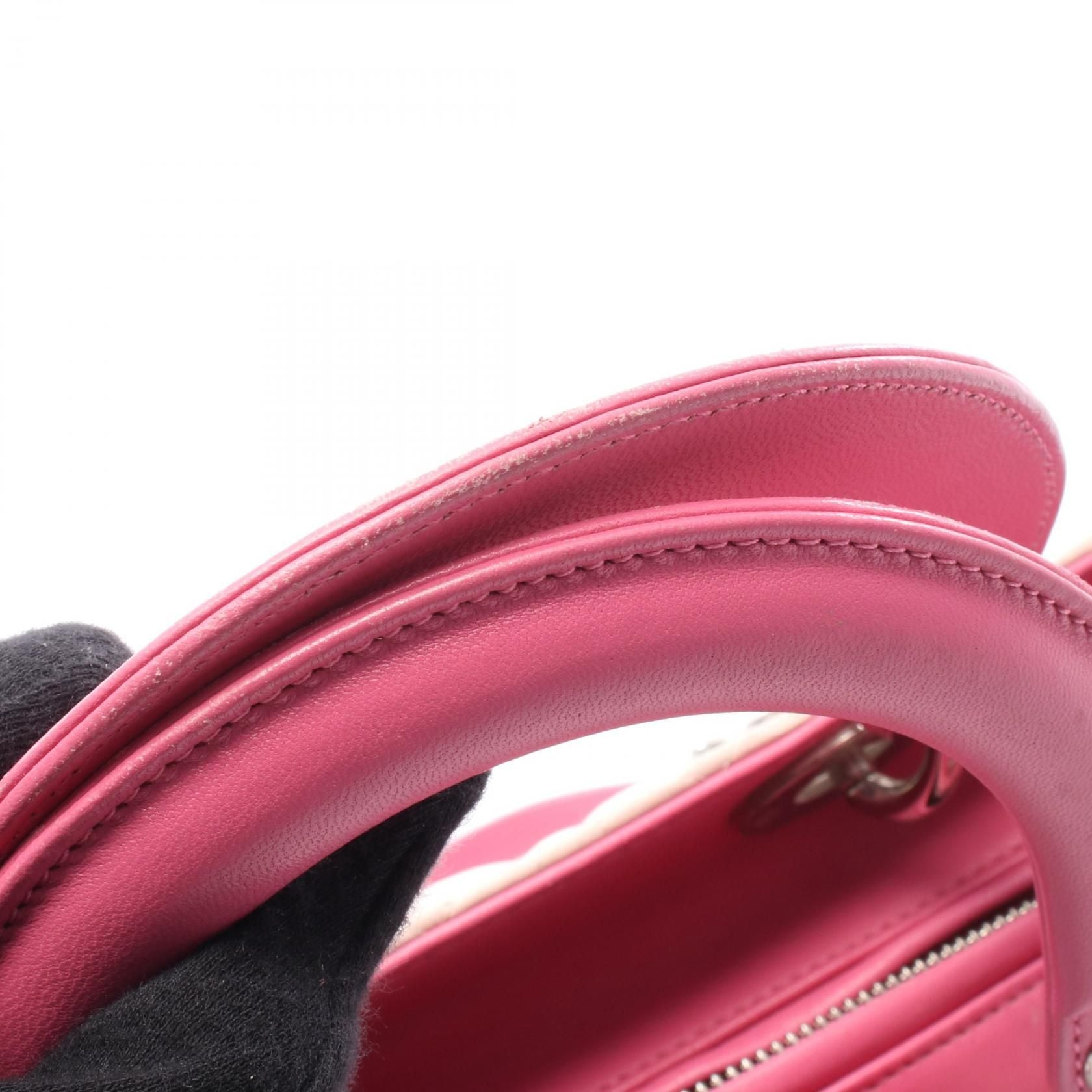 Dior Lady Dior Christian Dior Handbag Pink Bordeaux Leather