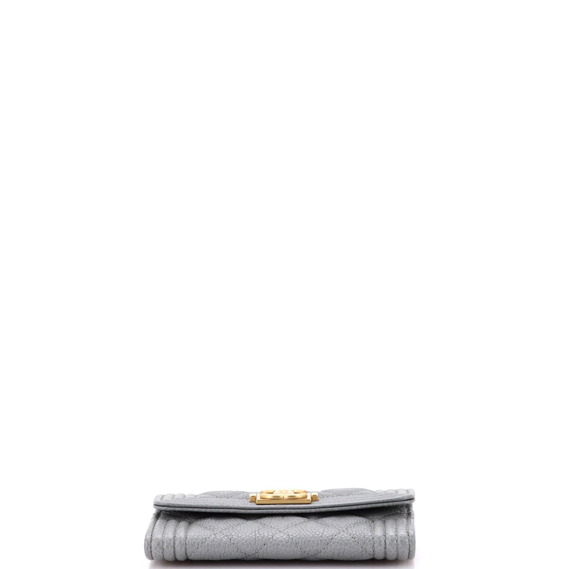 Chanel Boy Flap Card Case Quilted Caviar