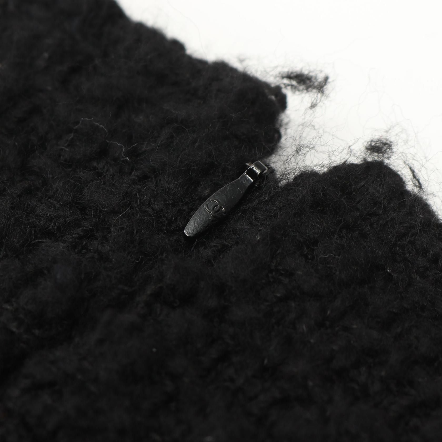 Chanel Black Coco Mark Button Tweed Skirt Wool Acrylic/nylon P 46660v 28631