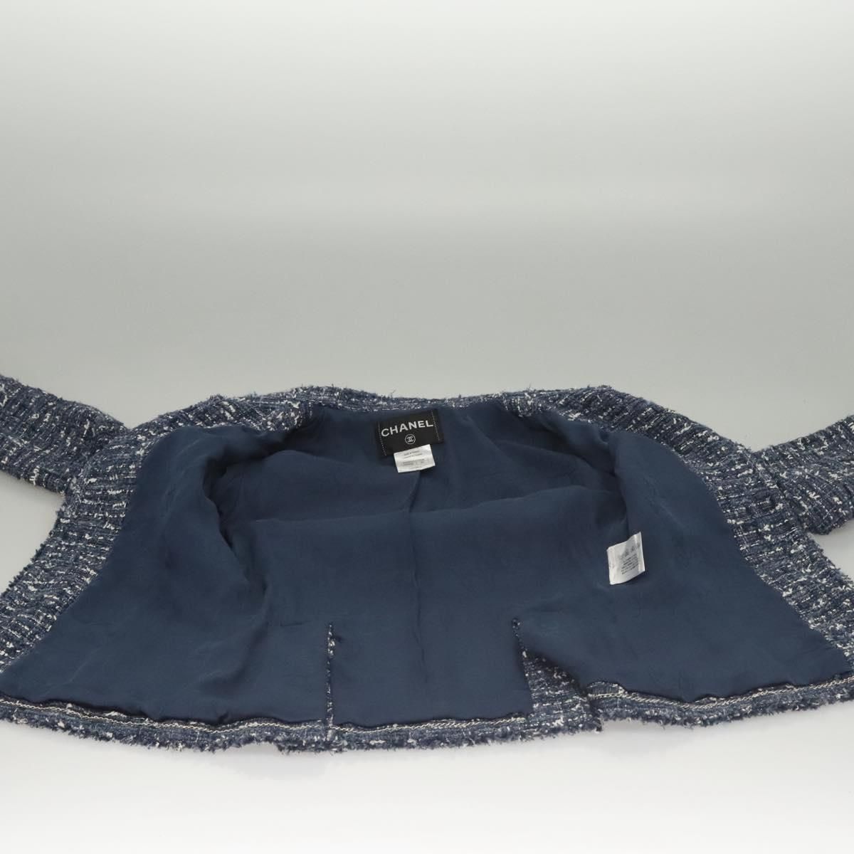 Chanel Jacket 34 Jacket Tweed 34 Blue Cc Auth
