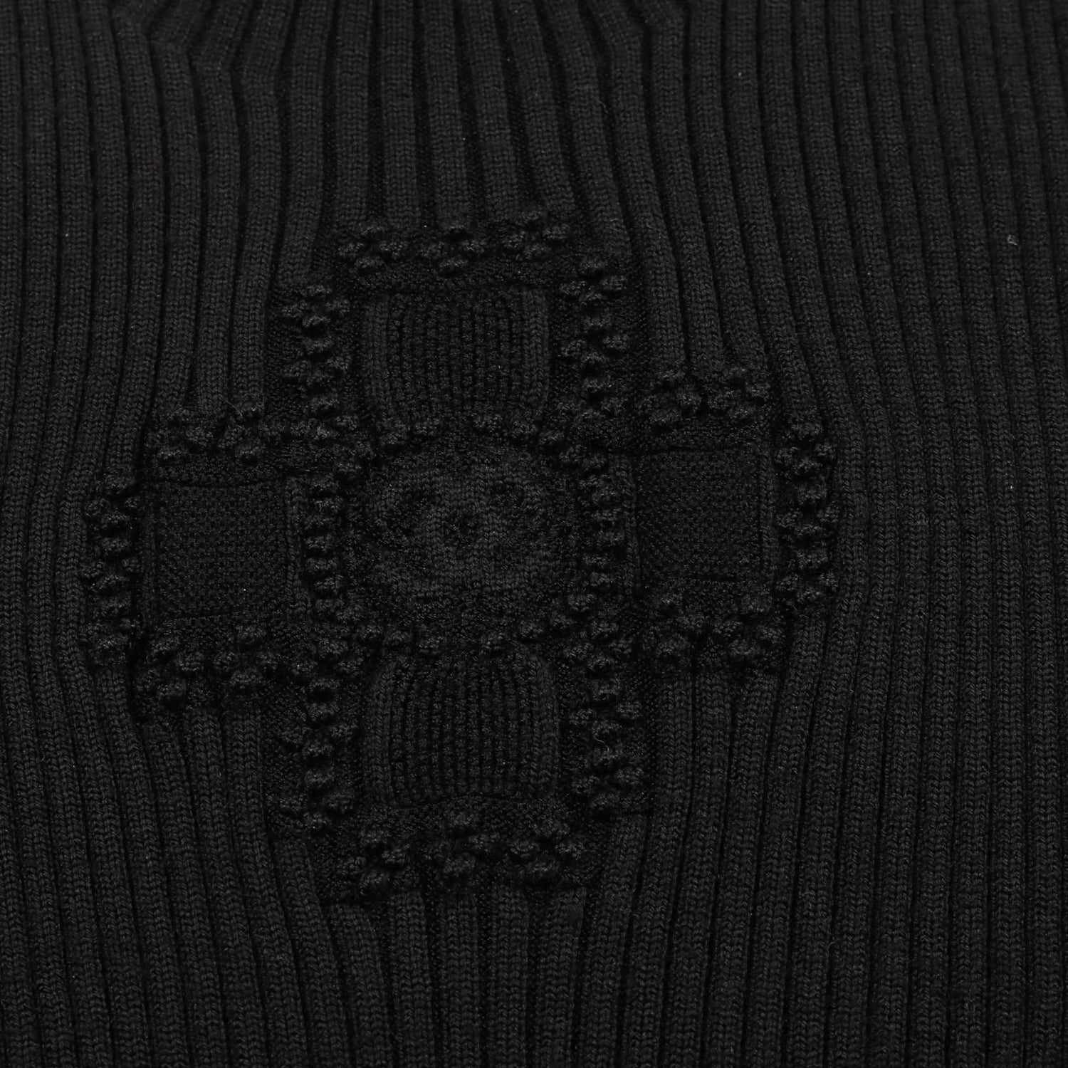 Chanel Black Coco Mark Clover Knit Rayon Wool P 64687k 60670